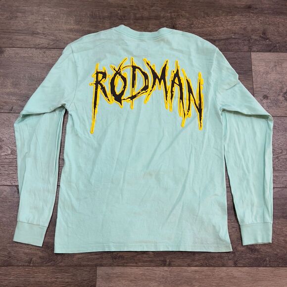 Rodman Apparel Dennis Rodman Worm Big Head Light Green Long Sleeve Shirt Medium - Picture 4 of 7